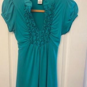 Cute teal blue shirt sleeve top